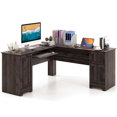 Shaped corner computer - computer, desk