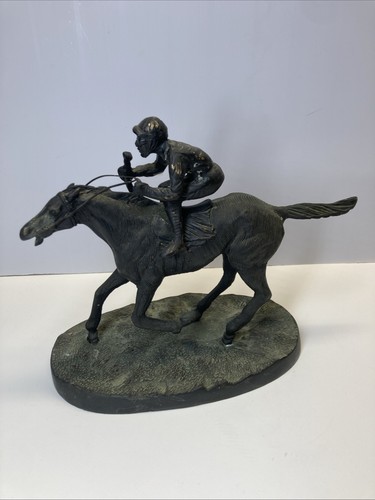 Bronze horse racing sculpture - horse,