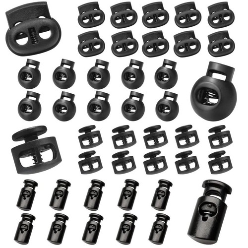 10pcs black spring cord lock - black,
