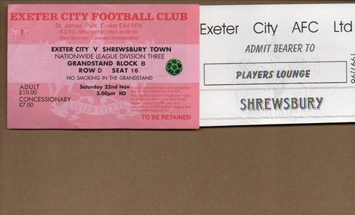 Used ticket exeter city - ticket,