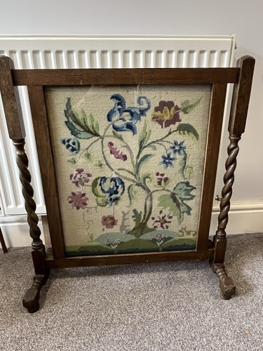 Antique oak firescreen floral - oak,