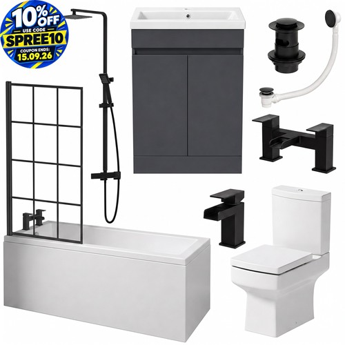 Complete square bathroom suite - bathroom,