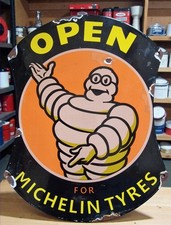 Michelin Man Enamel Metal Opening For Tyres Wall Sign  Workshop Vintage-Style 