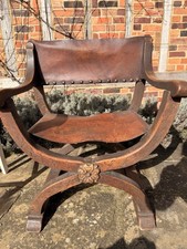 Antique carved oak Savonarola