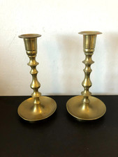 Pair of vintage brass candlesticks, 18cm tall