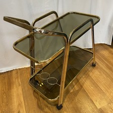 Vintage Brass And Smoked Glass