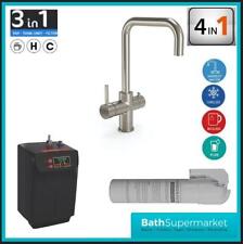 Hot Cold Boiling Water Kitchen Tap Twin Lever Filter Tank Brushed Steel 3 - 4 