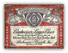 Budweiser Style Metal Beer Lager Sign Garden Bar Kitchen Man Cave Fridge