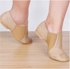 UK HOT Jazz Shoe, Genuine Leather Slip On Modern Jazz Dance Shoes for Kids Adult