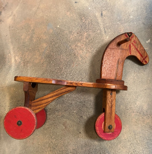 Antique childs wooden horse - antique,