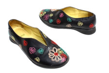 CAMPER TWINS SPIRAL SLIP ON BALLET FLATS SHOES CHAUSSURES BLACK FLORAL 36 #117-3