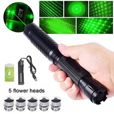 Green Laser SOS Adjustable Strong Visible Beam Light Flashlight Rechargeable UK
