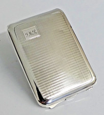 ANTIQUE ART DECO SOLID STERLING SILVER MATCHBOOK HOLDER VESTA CASE Lon 1929