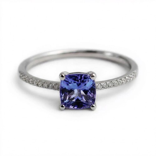 Cushion cut created tanzanite - cushion,
