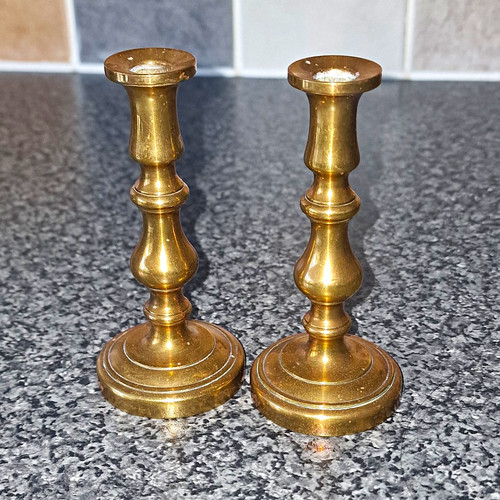 Pair brass candlesticks - of,
