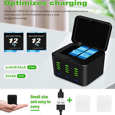 🧡GoPro Battery Charger & 2 Batteries 2000mAh For GoPro Hero 9 10 11 12 Camera