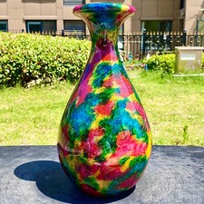 10.33LB  Natural Colorful Jade Flower Vase Collection Decoration Treatment Stone