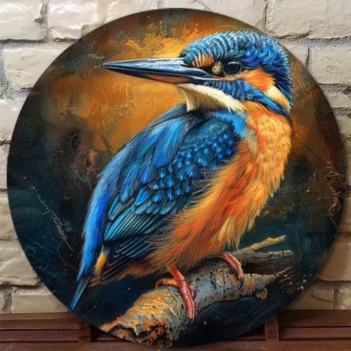 Metal kingfisher plaque garden - metal,