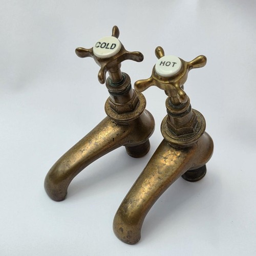 Antique brass bath taps rare - brass,