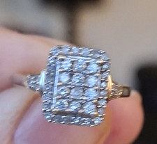 Damaged - 9ct white gold tdw 0.36 carat Diamond Cluster Ring size H1/2 - i