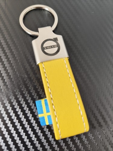 Volvo yellow leather keyring - volvo,