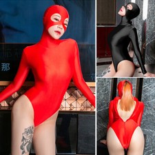 Open Eyes Mouth Nose Zipper Lycra Zentai Party Costume Catsuit Unitard Bodysuit