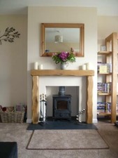 Oak Beam Fire Surround Wooden Fireplace Mantelpiece Upstands HEAVILY WORKED