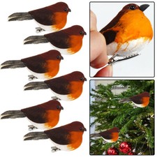6/12pcs Clip On Christmas Robins Decoration Cute Festive Xmas Tree Bird Ornament