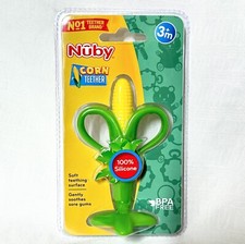 Nuby Teether Corn Baby Teething Toy Gum Massager BPA Free Silicone 3M+ Gift