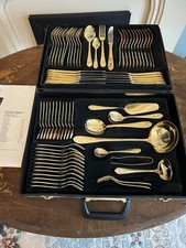 SBS Bestecke Solingen Toscana 70-Piece Gold-Plated Cutlery Set, 23/24 Karat