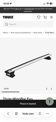 Thule wing bar evo - thule, 118cm