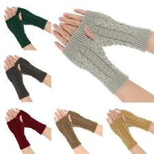 Women Wrist Arm Knitted Mittens Long Winter Hand Warmer Ladies Fingerless Gloves