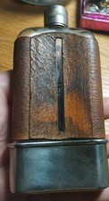 VINTAGE LEATHER BOUND HIP FLASK VGC