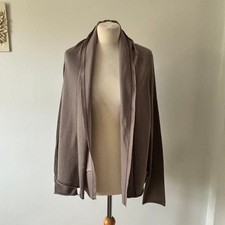 Crea Concept Open Cardigan Size M Ash Brown Merino Wool Cotton Trim BNWT *Flaw*