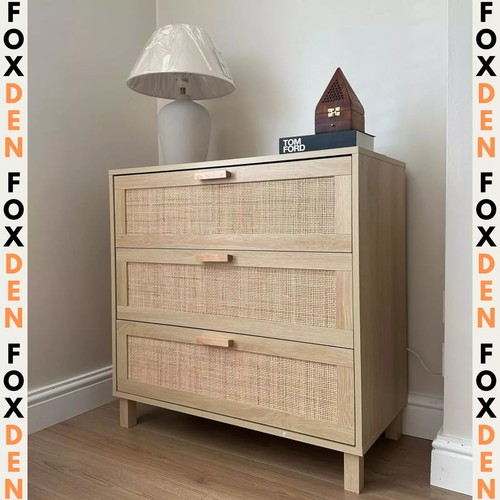 Rattan woven panel chest - rattan, of