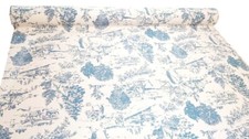 Loire Toile Curtain Fabric Blue Horses Farm Upholstery Bag Printed