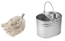 Heavy Duty Metal Galvanized Mop Bucket Cotton Floor Mop Head Strong 14 LTR