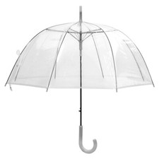 Ladies Birdcage Rain Strong Umbrella Walking Length Clear Dome Brolly Border 