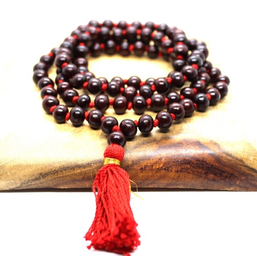 Rare red sandalwood mala - red, 8