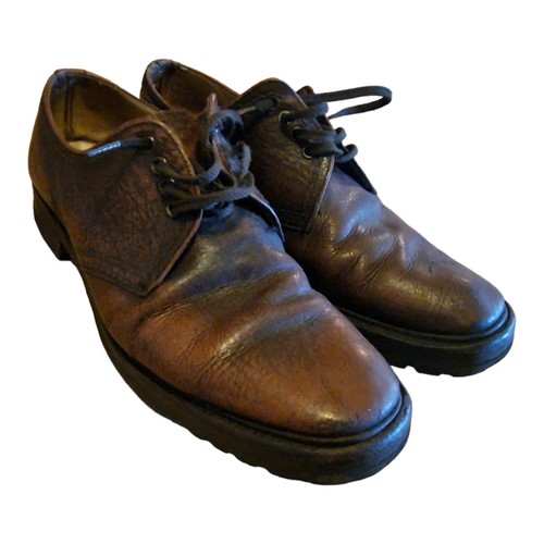 Vintage leather brown lace - brown, up