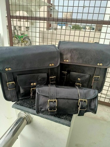 Leather motorcycle saddlebags - leather,