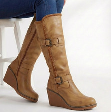 Ladies Knee High Boots Fur