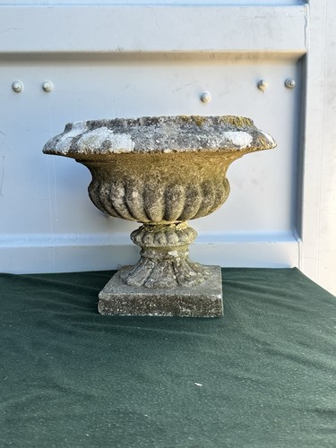 Vintage cast stone garden urn - garden,