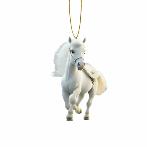 White horse christmas hanging - white,