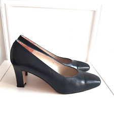 Vintage Navy blue leather faux snake cabin crew court shoes work heels Sz 7 /41