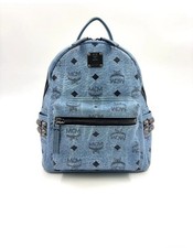 MCM Blue Logo Backpack Side