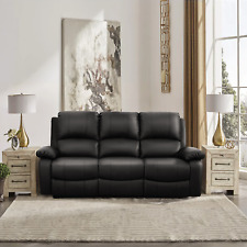 BLACK RECLINER SOFA FAUX LEATHER MILAN ARMCHAIR 2 SEATER 3 SEATER SOFAS SET