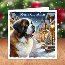 Saint Bernard Dog Christmas Card