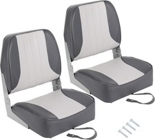2 Pack Low Back Boat Seats Fold-Down Fishing Boat Chair for Speedboat Canoe Grey