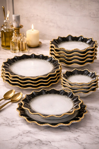 Modern black gold dinnerware - gold,